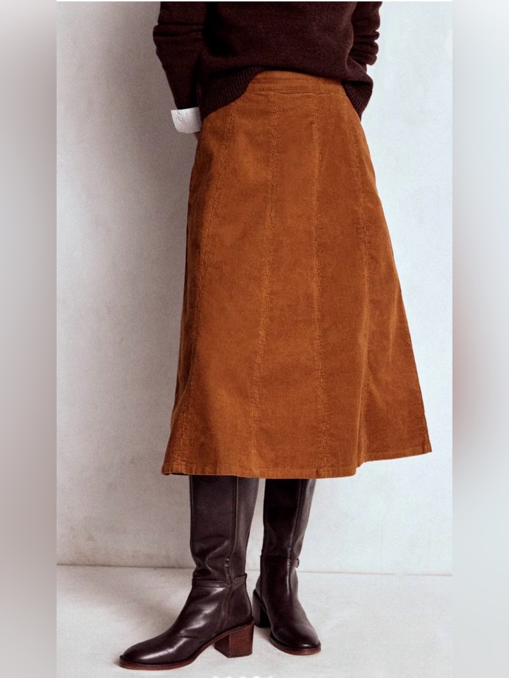 NWT Boden Joy Cord Midi Skirt in Ginger Size 10 - Picture 9 of 10